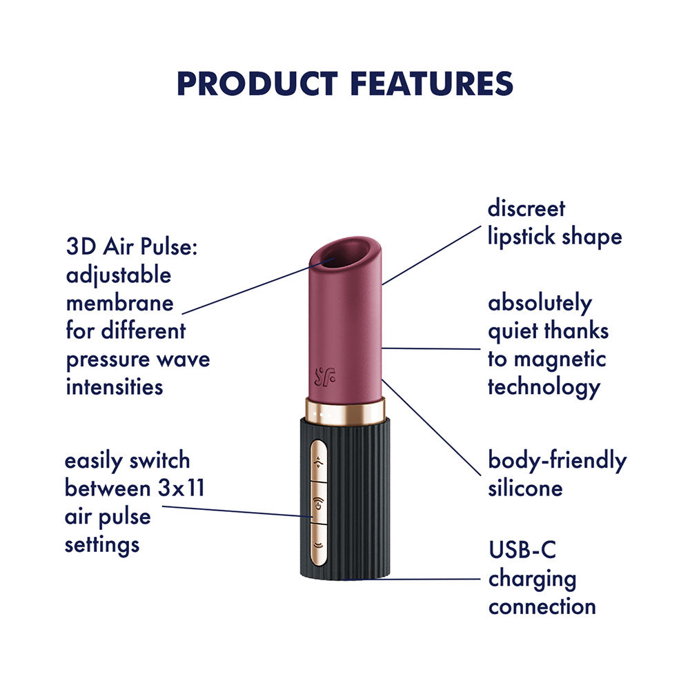 Satisfyer Pro 2 Kiss - Red/Black USB Rechargeable Air Pulse Stimulator-4078601