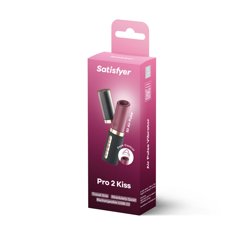 Satisfyer Pro 2 Kiss - Red/Black USB Rechargeable Air Pulse Stimulator-4078601