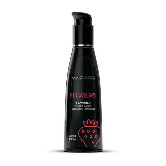 Wicked Aqua Strawberry - Strawberry Flavoured Water Based Lubricant - 120 ml (4 oz) Bottle-90414