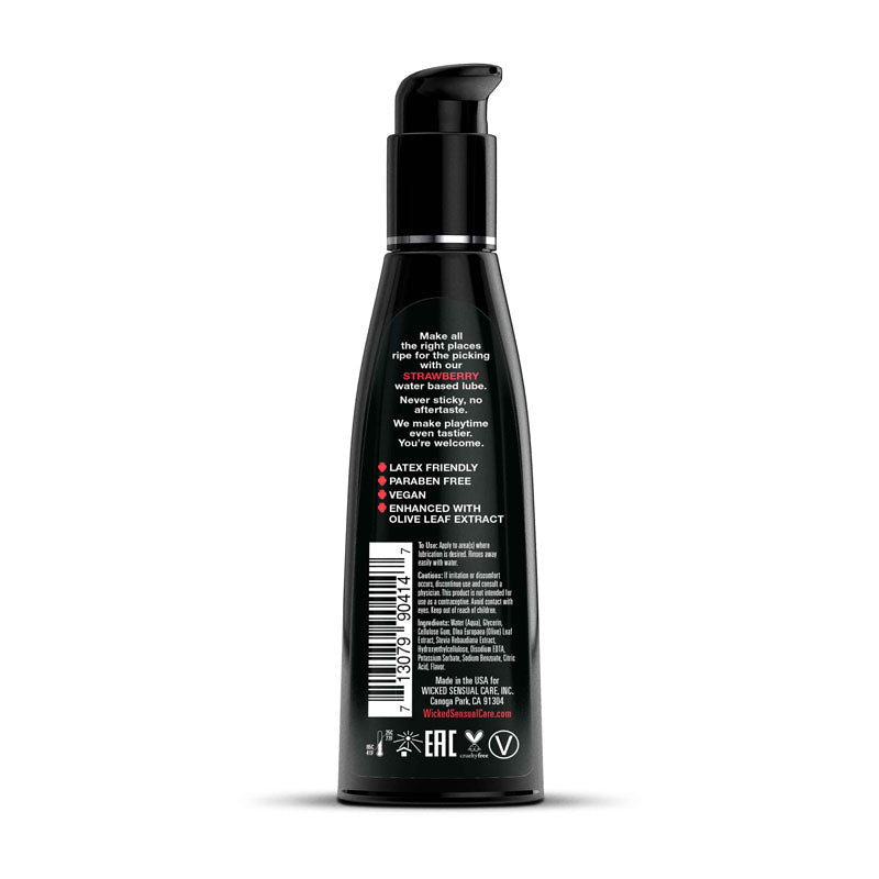 Wicked Aqua Strawberry - Strawberry Flavoured Water Based Lubricant - 120 ml (4 oz) Bottle-90414