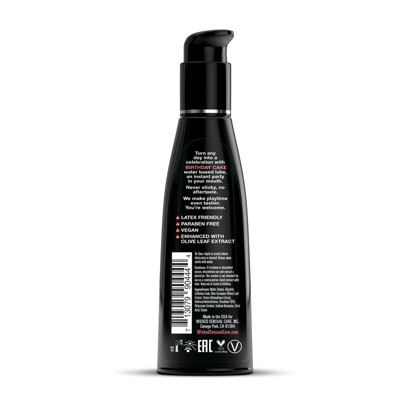 Wicked Aqua Birthday Cake - Birthday Cake Flavoured Water Based Lubricant - 120 ml (4 oz) Bottle - 90444