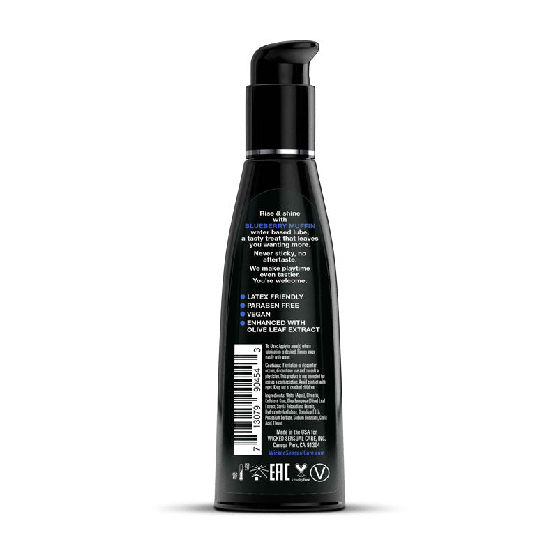 Wicked Aqua Blueberry Muffin - Blueberry Muffin Flavoured Water Based Lubricant - 120 ml (4 oz) Bottle-90454
