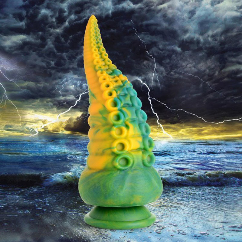 Creature Cocks Monstropus Tentacled Monster Silicone Dildo - Green/Yellow 21.6 cm Fantasy Dildo-AG919