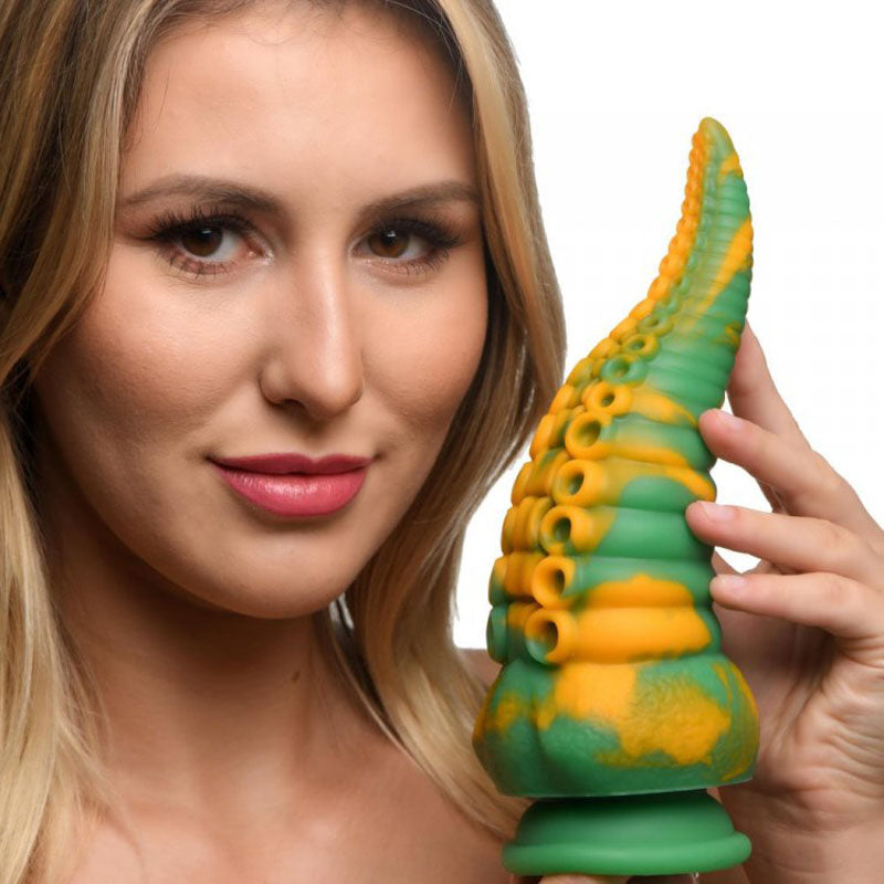 Creature Cocks Monstropus Tentacled Monster Silicone Dildo - Green/Yellow 21.6 cm Fantasy Dildo-AG919