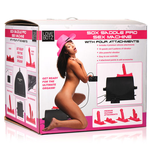 LoveBotz 50X Saddle Pro Sex Machine - Mains Powered Machine with 4 Attachments-AH057