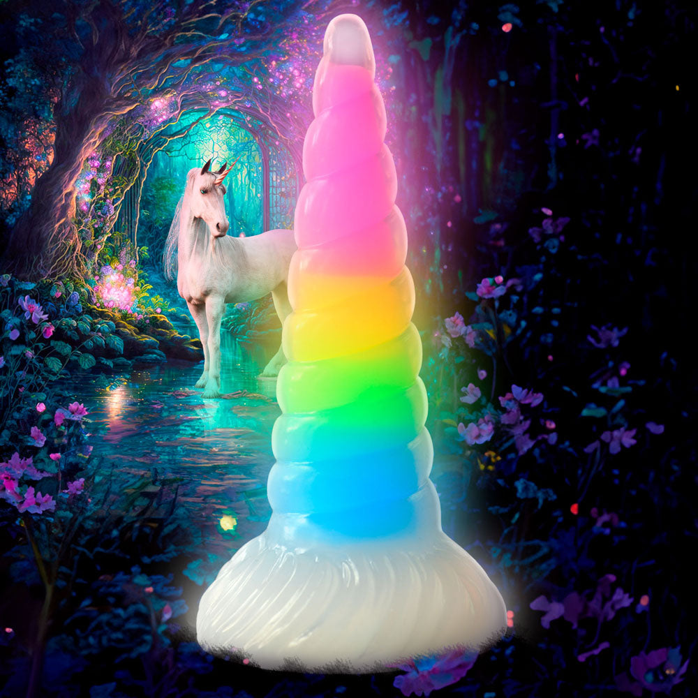 Creature Cocks Uni-Glow - Glow in Dark Rainbow 19.5 cm Unicorn Fantasy Dildo-AH310