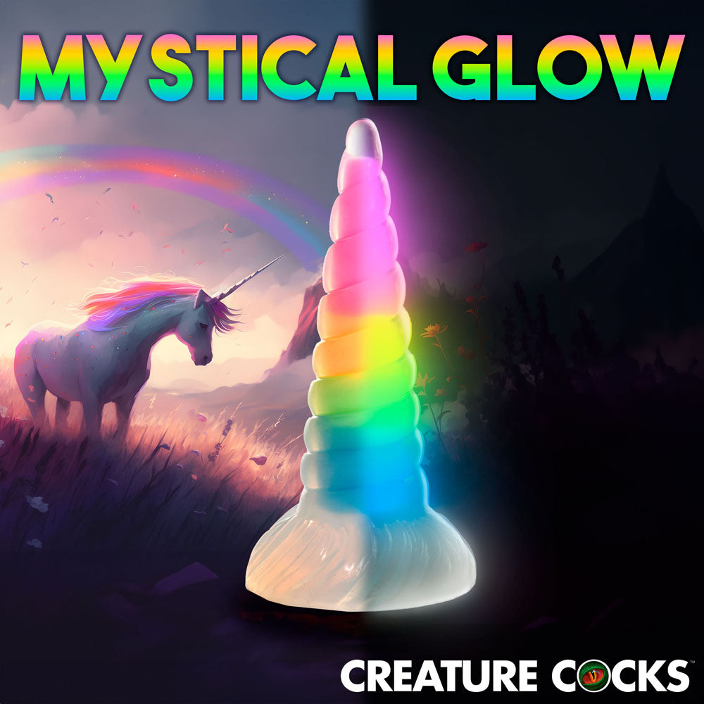 Creature Cocks Uni-Glow - Glow in Dark Rainbow 19.5 cm Unicorn Fantasy Dildo-AH310