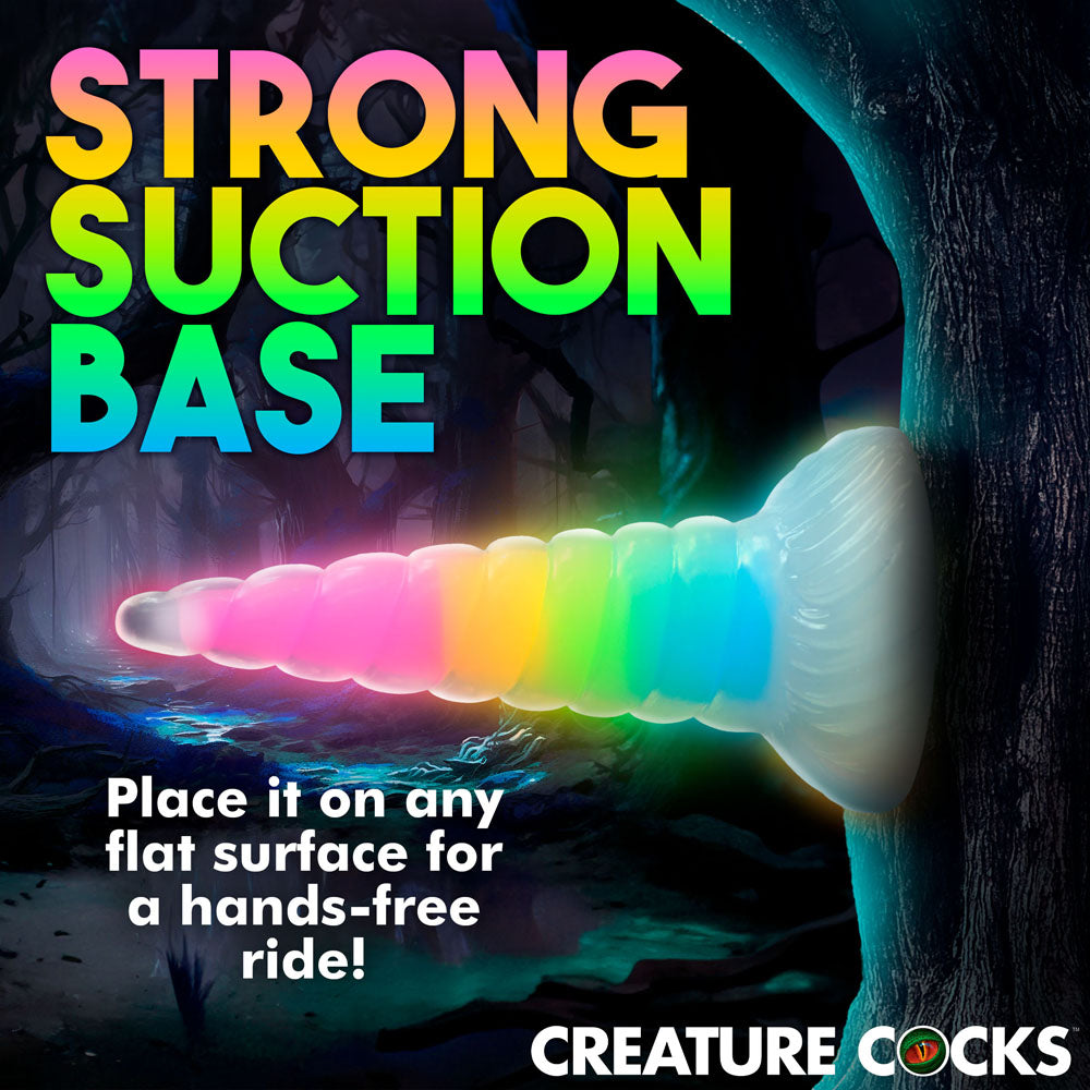 Creature Cocks Uni-Glow - Glow in Dark Rainbow 19.5 cm Unicorn Fantasy Dildo-AH310