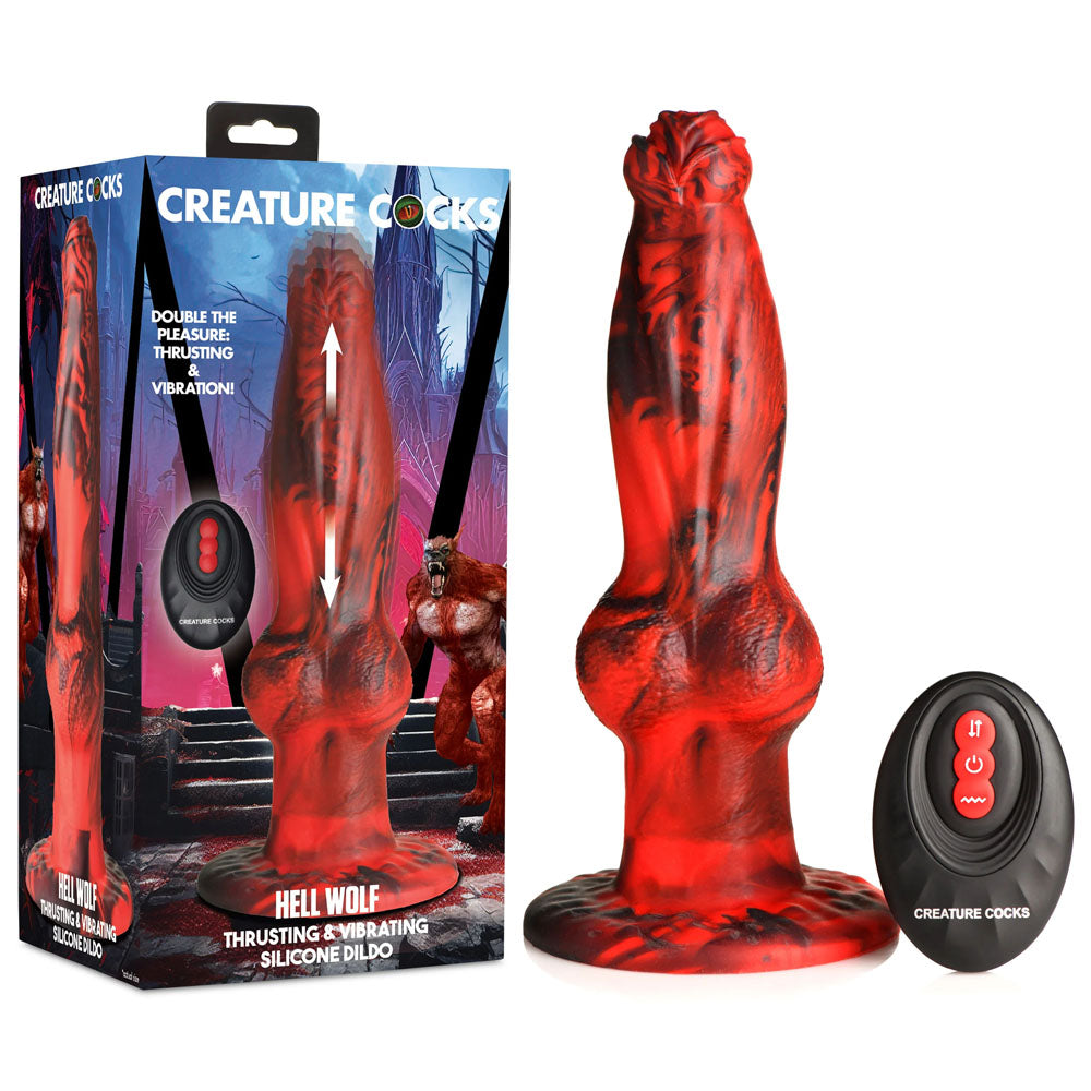 Creature Cocks Hell Wolf - Red 22 cm USB Rechargeable Thrusting Fantasy Dildo-AH327