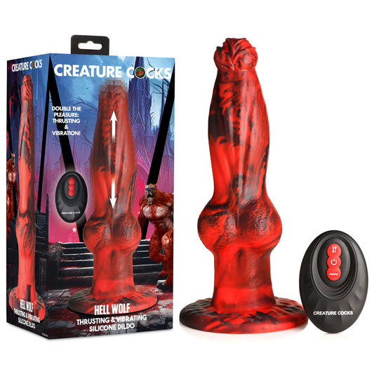 Creature Cocks Hell Wolf - Red 22 cm USB Rechargeable Thrusting Fantasy Dildo-AH327