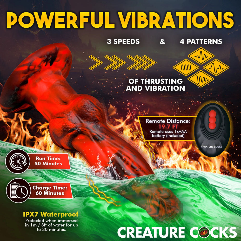 Creature Cocks Hell Wolf - Red 22 cm USB Rechargeable Thrusting Fantasy Dildo-AH327