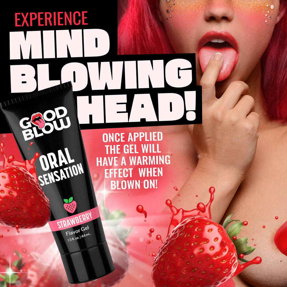 Good Blow Oral Sensation Gel - Strawberry - Strawberry Flavoured Oral Sex Gel - 44 ml Tube-AH590-STRAW
