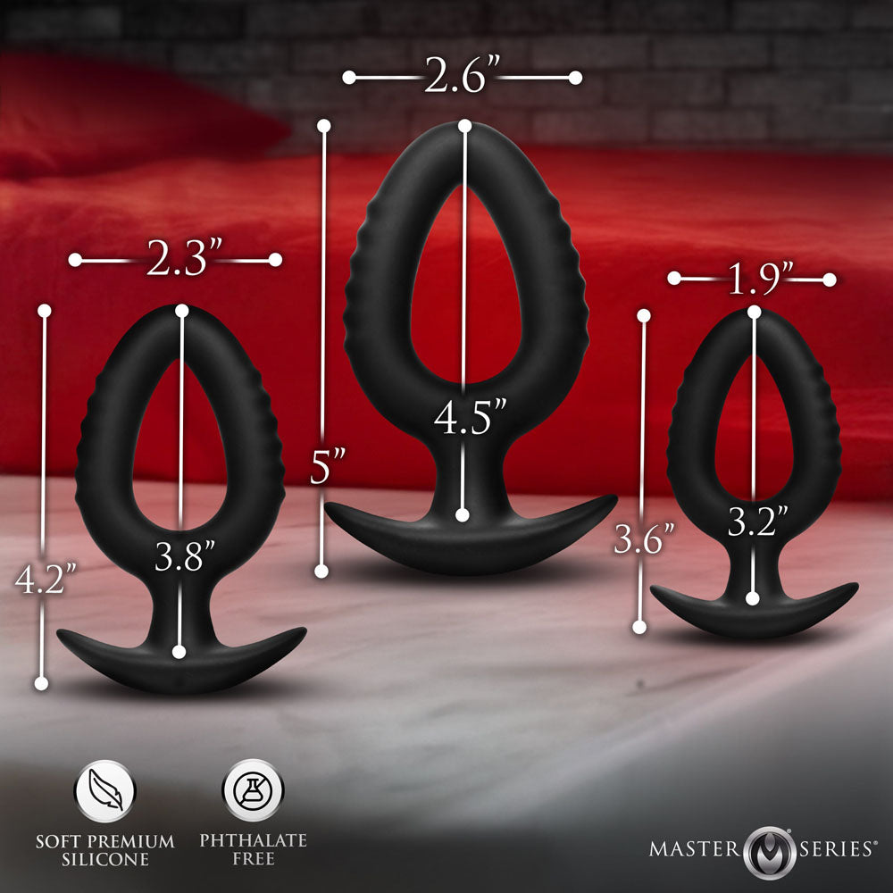 Master Series Pop Plugs - Black Anal Plug Trainer Set - Set of 3 Sizes-AH770