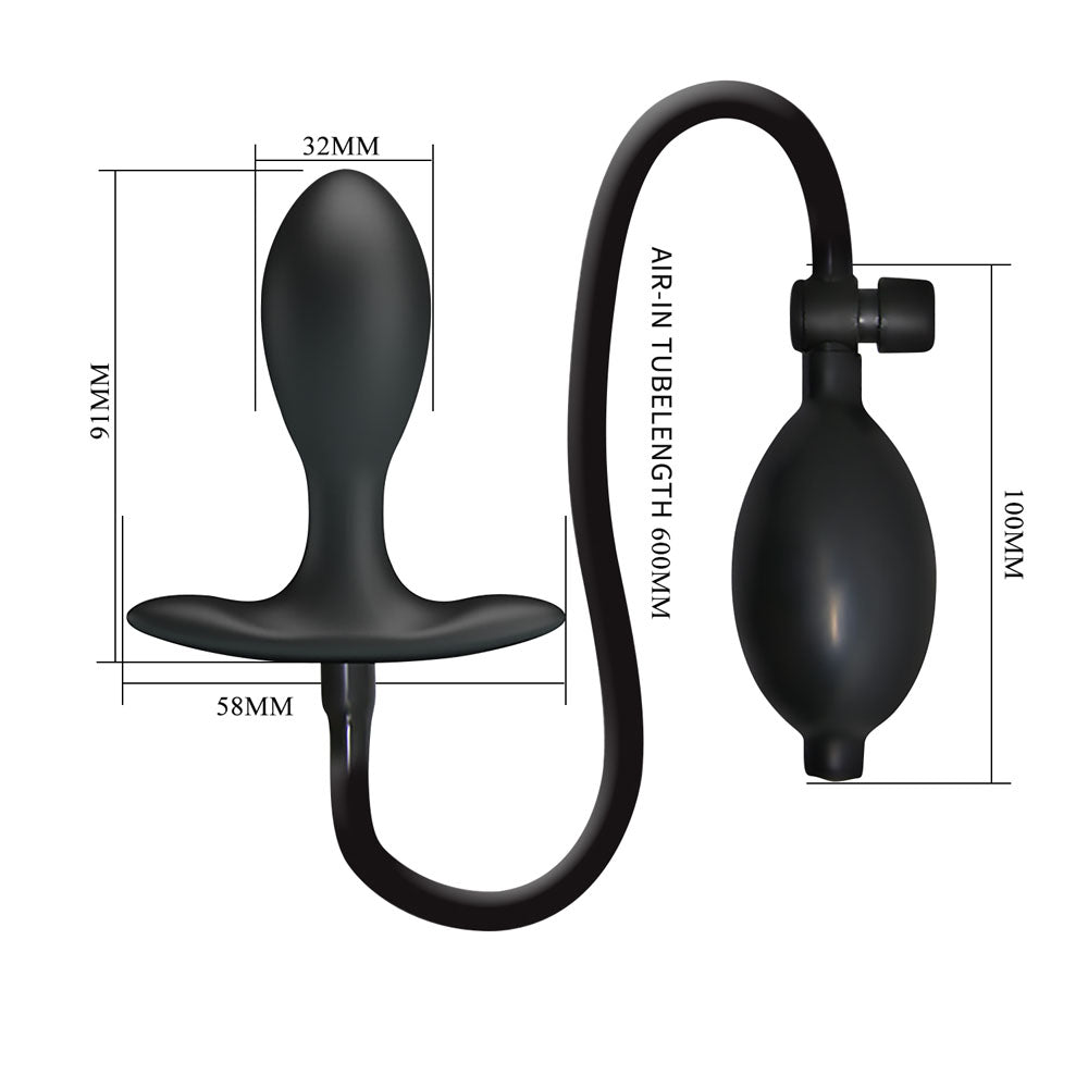 Party Up KEVIN Inflatable Butt Plug - Black 9.1 cm Inflatable Butt Plug-BI-040096Q-PU