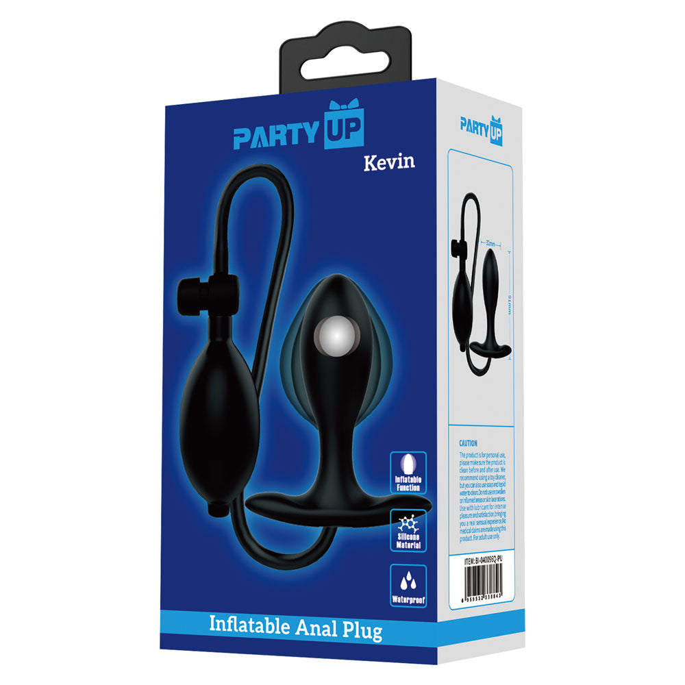Party Up KEVIN Inflatable Butt Plug - Black 9.1 cm Inflatable Butt Plug-BI-040096Q-PU