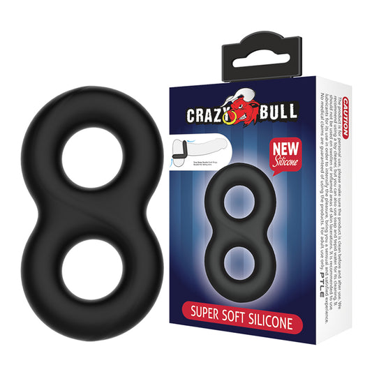 CRAZY BULL Double Donut Cock & Ball Ring - Black Cock & Ball Ring-BI-210185