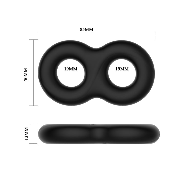 CRAZY BULL Double Donut Cock & Ball Ring - Black Cock & Ball Ring-BI-210185