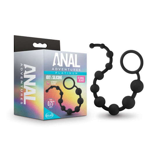 Anal Adventures Platinum 10 Anal Beads - Black - Black 31.7 cm Anal Beads-BL-11015