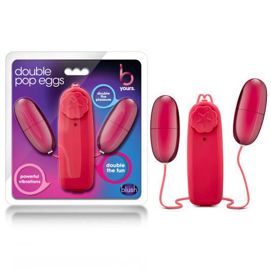 B Yours Double Pop Eggs - Cerise Pink Dual Vibrating Eggs-BL-25500
