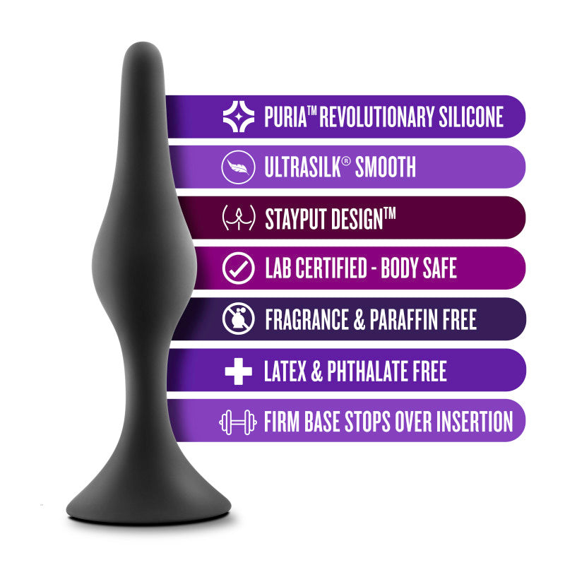 Anal Adventures Platinum Silicone Beginner Plug Kit - Black Butt Plug Kit - Set of 3 Sizes-BL-31265