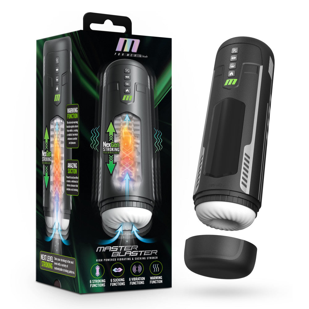M For Men - Master Blaster - USB Rechargeable Vibrating & Sucking Auto Stroker - BL-85605