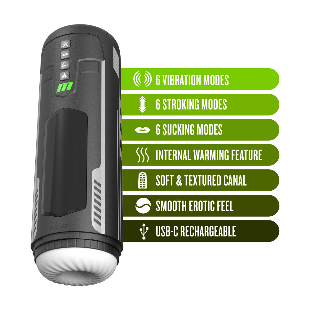 M For Men - Master Blaster - USB Rechargeable Vibrating & Sucking Auto Stroker - BL-85605