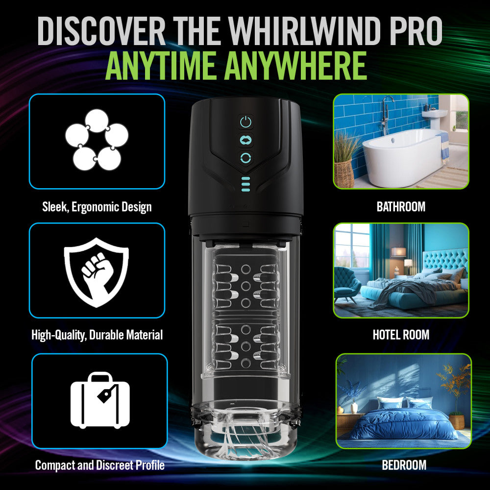 M For Men - Whirlwind Pro - Clear USB Rechargeable Rotating & Sucking Auto Stroker-BL-87605