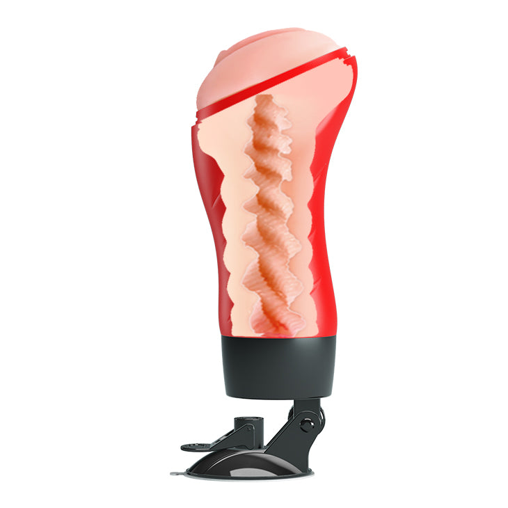 CRAZY BULL DELIA Vibrating Stroker - Flesh Vibrating Vagina Stroker with Suction Base-BM-00900T46S