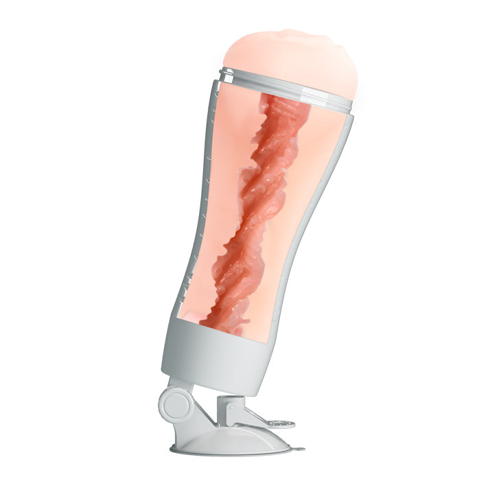 CRAZY BULL FLORA Vibrating Stroker - Flesh USB Rechargeable Vibrating Squeezeable Vagina Stroker with Suction Base-BM-00900T48Z
