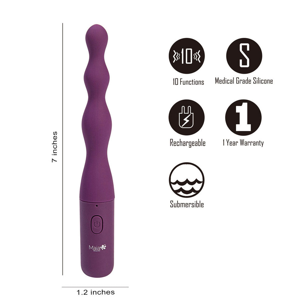 Maia DANI - Purple 17.8 cm USB Rechargeable Beaded Vibrator-BO-23-007