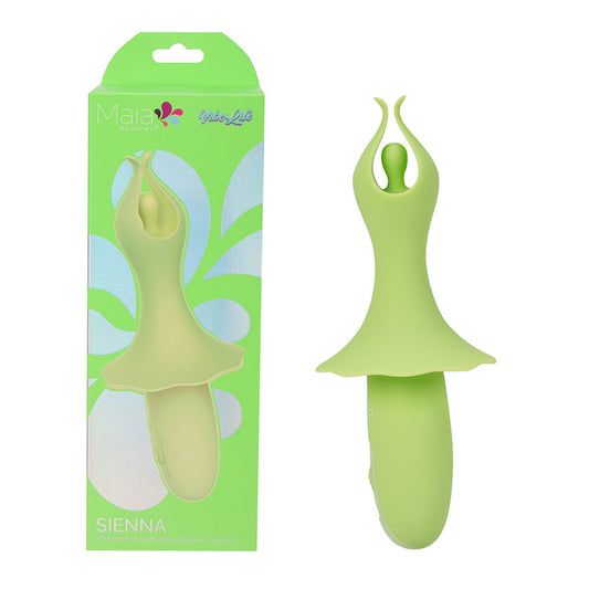 Maia SIENNA - Green - Green 15.2 cm USB Rechargeable Fluttering Bullet-BO-25-01-GREEN