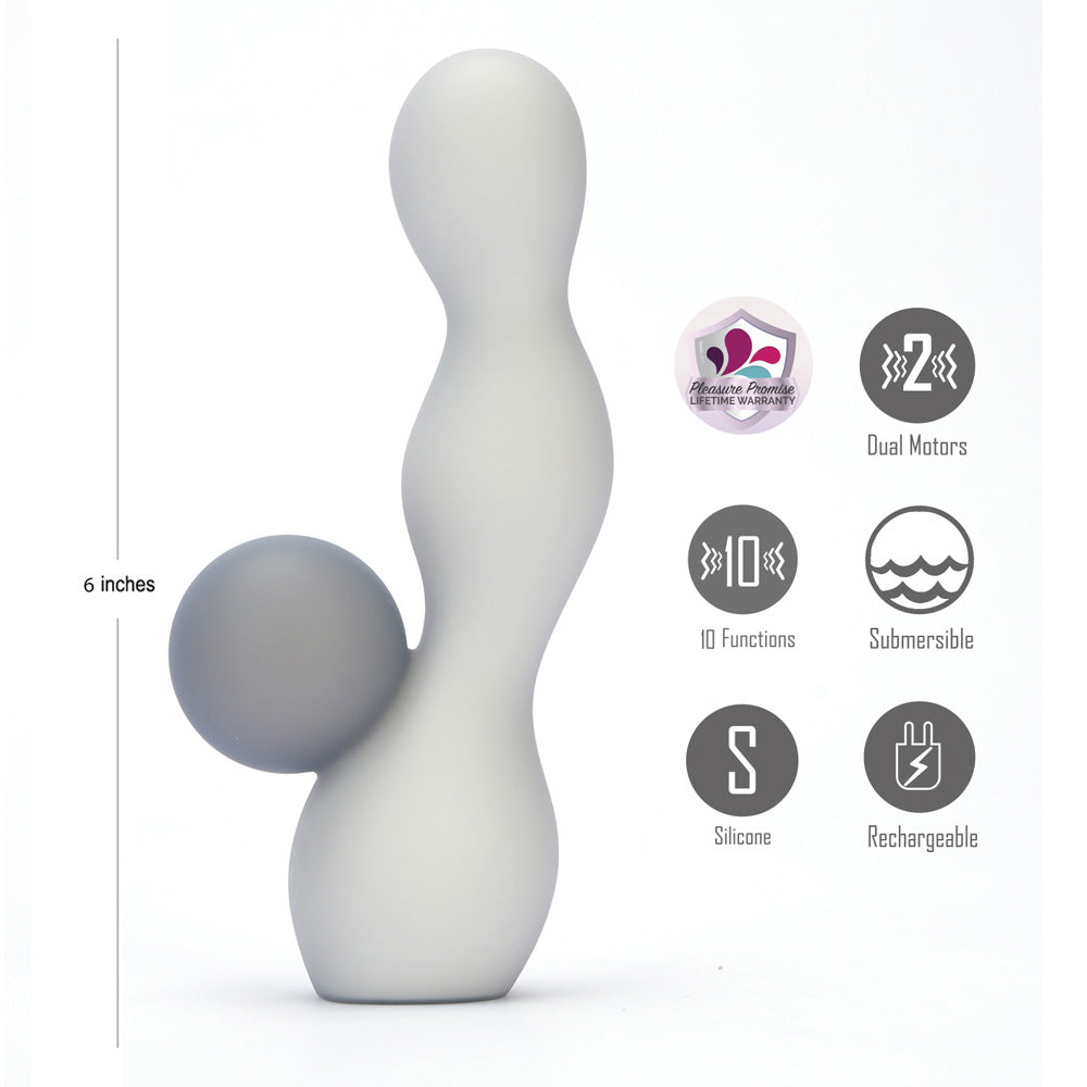 Maia PRESLEY - Grey 15.2 cm USB Rechargeable Rabbit Vibrator - BO-25-32-GB