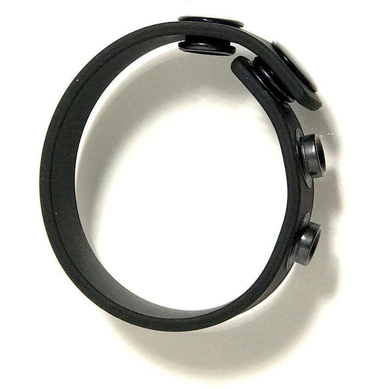 Boneyard Silicone Cock Strap Black - Black 3-Snap Adjustable Cock Ring-BY0300