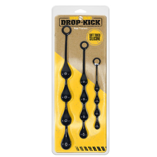 Boneyard Drop-Kick Ass Trainers - Black Anal Beads - Set of 3 Sizes-BY0431