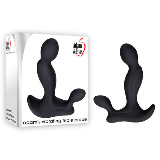 Adam & Eve Adams Vibrating Triple Probe - Black USB Rechargeable Prostate Massager-C629 8000