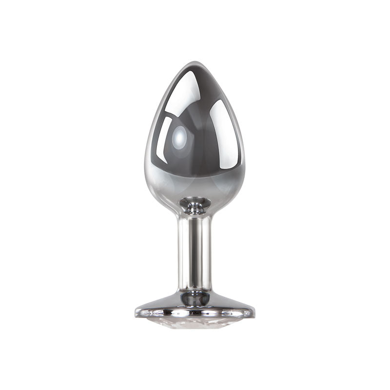 Adam & Eve Clear Gem Anal Plug - Small - Metallic 7.1 cm Small Butt Plug with Clear Gem Base-C656 2458
