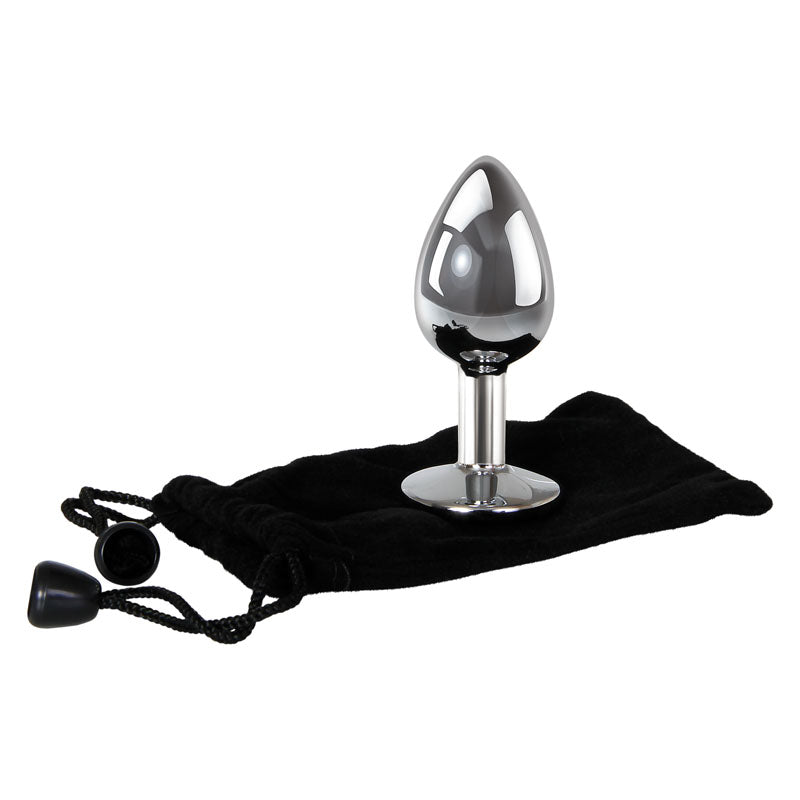 Adam & Eve Clear Gem Anal Plug - Small - Metallic 7.1 cm Small Butt Plug with Clear Gem Base-C656 2458