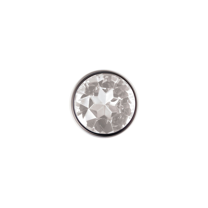 Adam & Eve Clear Gem Anal Plug - Large - Metallic 9.5 cm Large Butt Plug with Clear Gem Base-C656 2488