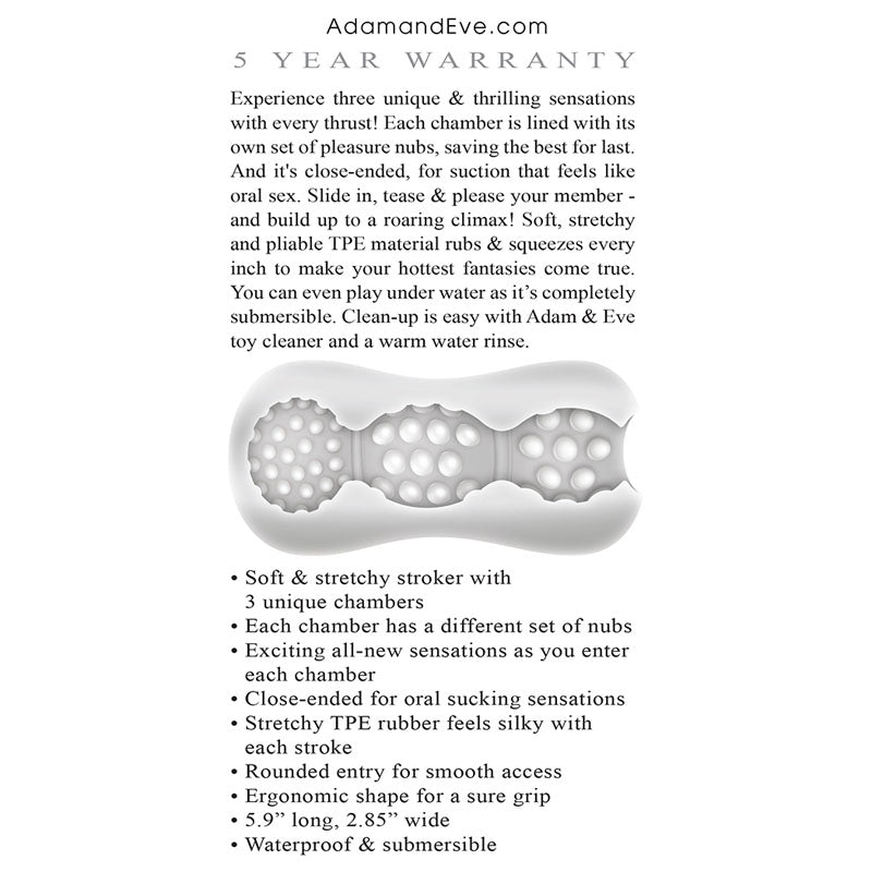 Adam & Eve Triple Chamber Ball Drainer - Clear Masturbator Sleeve-C839 2400