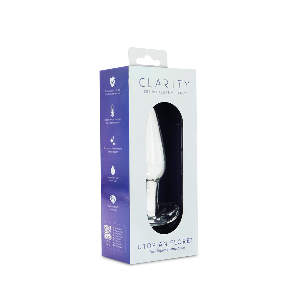 Clarity - Utopian Floret - Clear 11 cm Glass Butt Plug-CLA-25