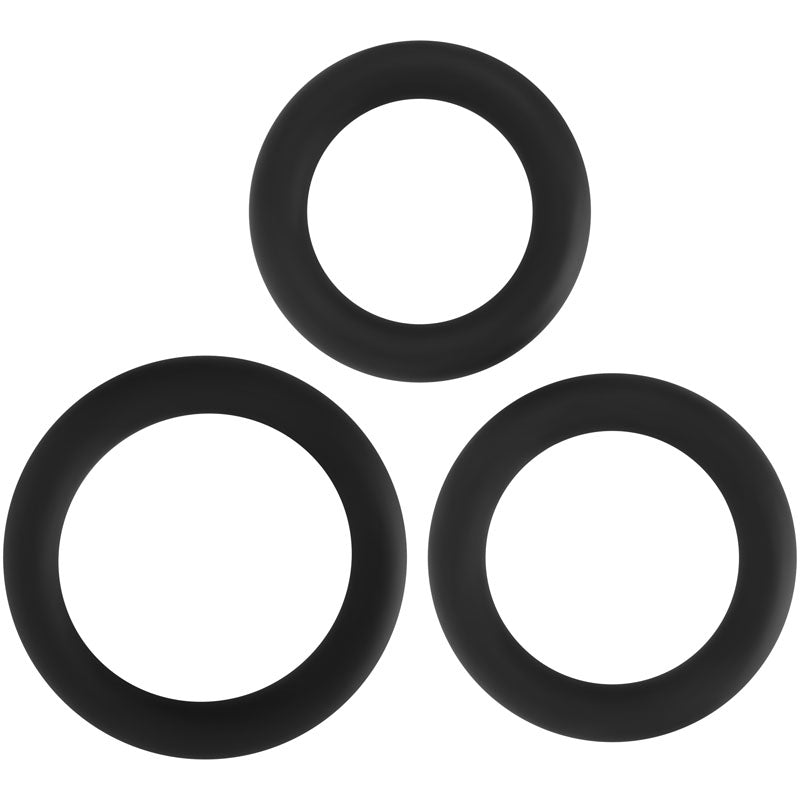 Adam & Eve Silicone Penis Ring Set - Black Cock Rings - Set of 3 Sizes-D726 8000