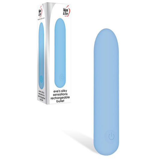 Adam & Eve Eves Silky Sensations Rechargeable Bullet - Blue 9.4 cm USB Rechargeable Bullet-E195 4000