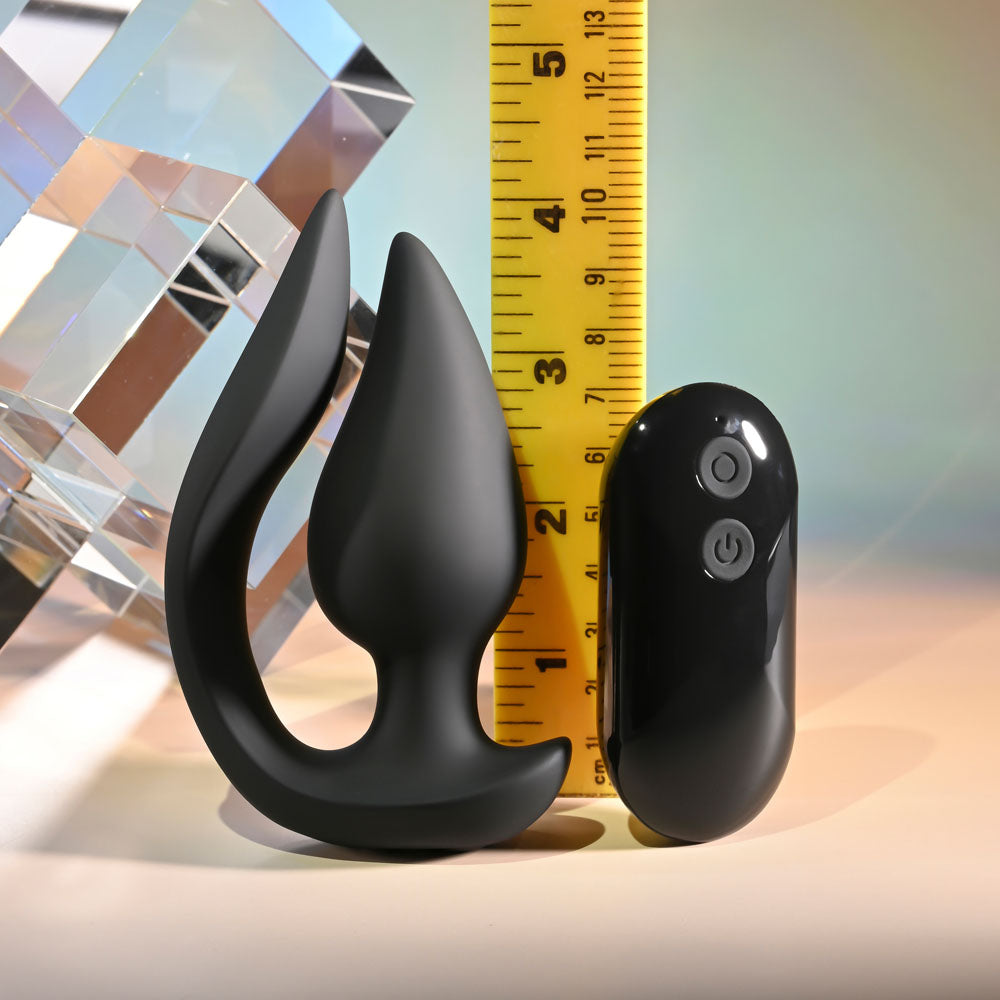 Evolved THE GENIE - Black 11.2 cm USB Rechargeable Vibrating Plug with Wireless Remote-EN-RS-6770-2