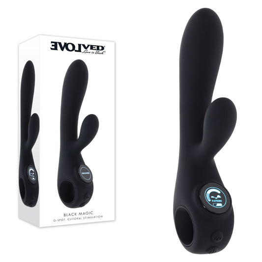 Evolved BLACK MAGIC - Black 20 cm USB Rechargeable Rabbit Vibrator with LED Screen - EN-RS-7203-2