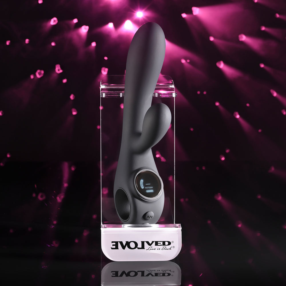 Evolved BLACK MAGIC - Black 20 cm USB Rechargeable Rabbit Vibrator with LED Screen - EN-RS-7203-2