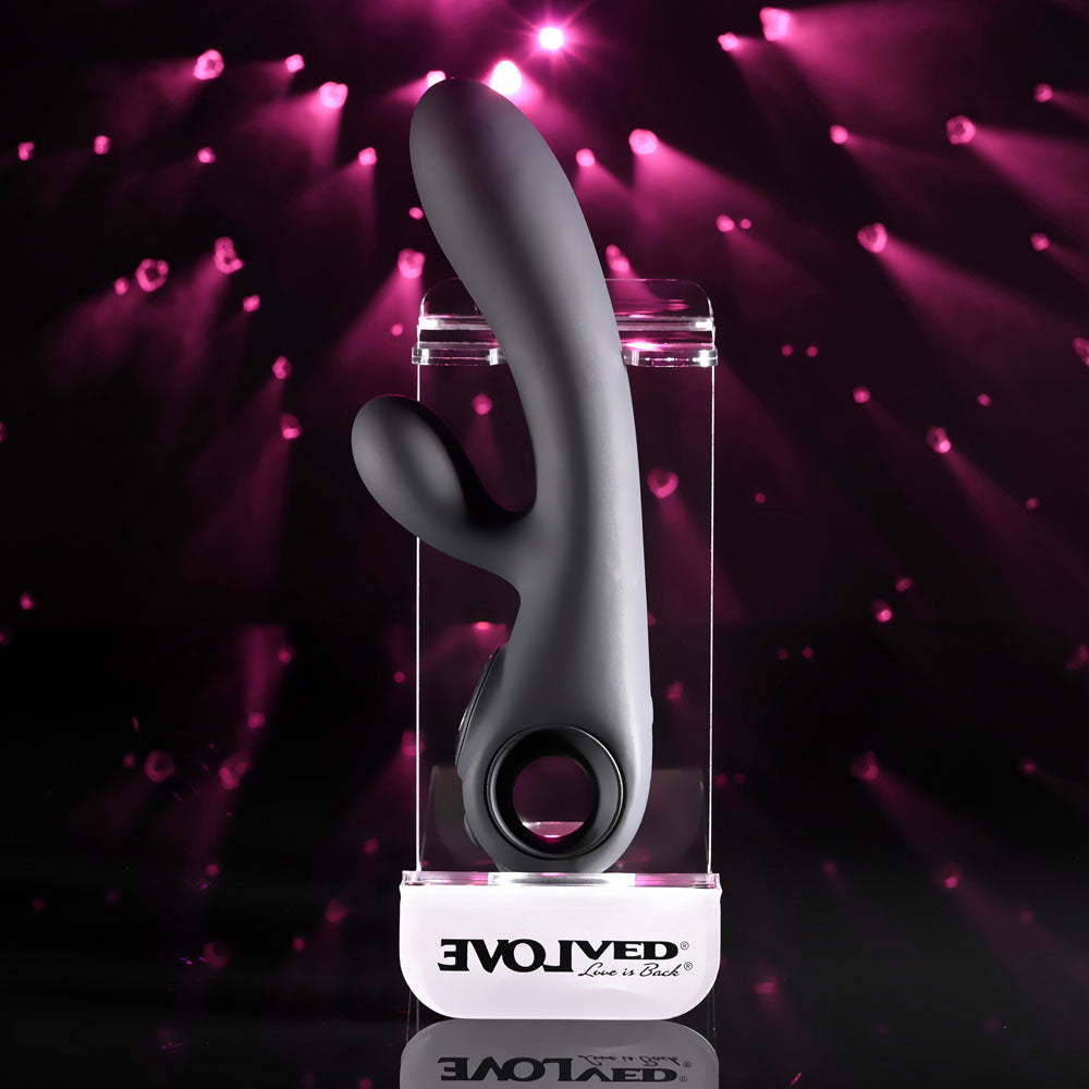 Evolved BLACK MAGIC - Black 20 cm USB Rechargeable Rabbit Vibrator with LED Screen - EN-RS-7203-2