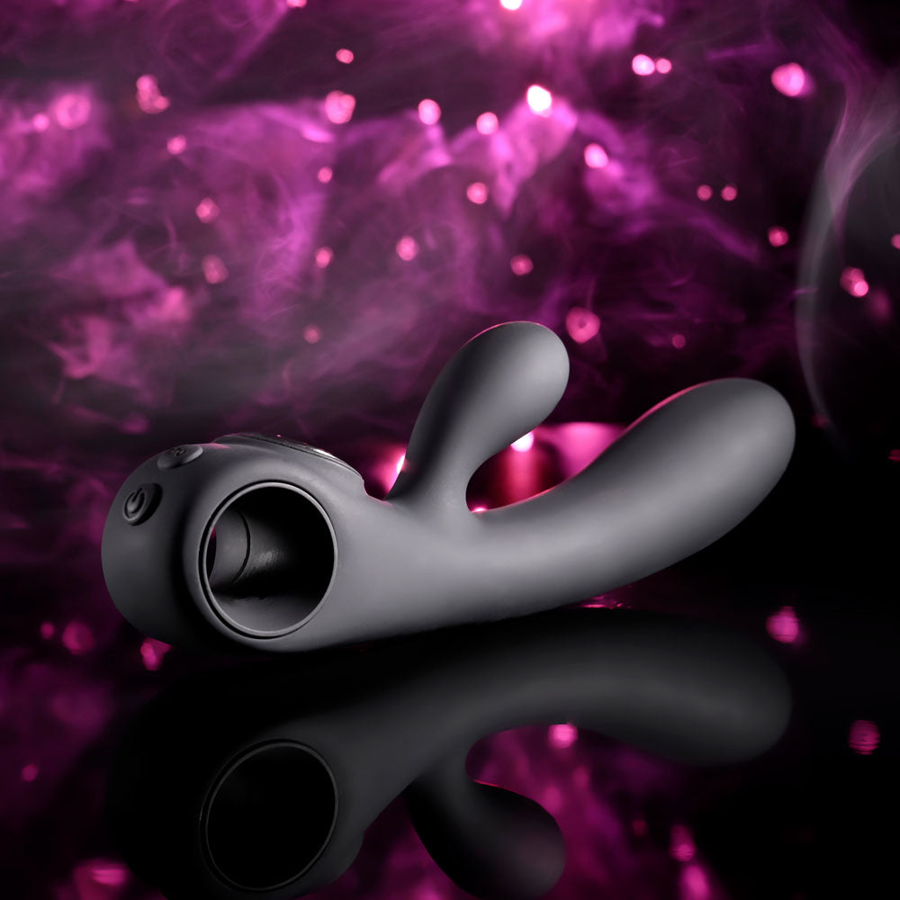 Evolved BLACK MAGIC - Black 20 cm USB Rechargeable Rabbit Vibrator with LED Screen - EN-RS-7203-2
