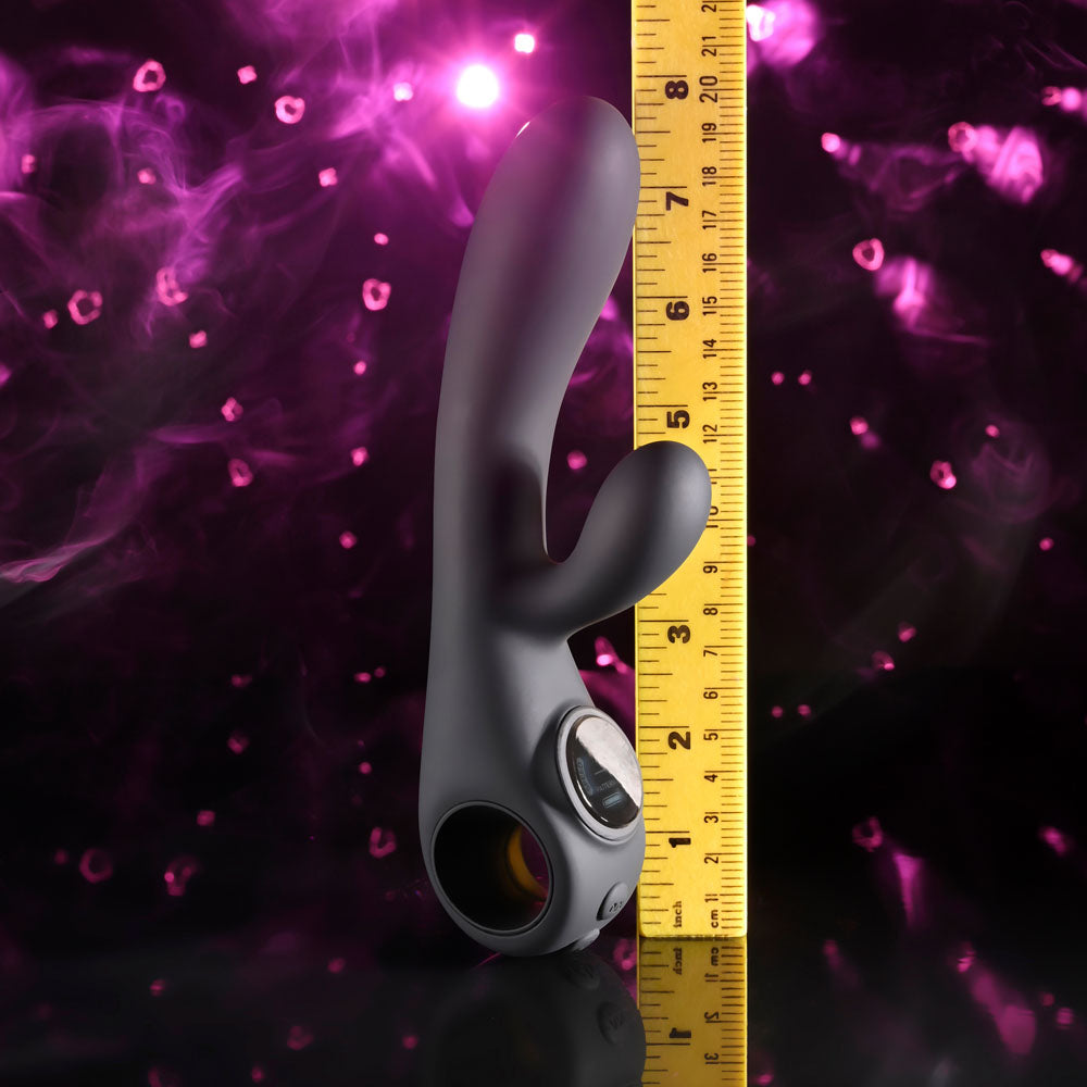 Evolved BLACK MAGIC - Black 20 cm USB Rechargeable Rabbit Vibrator with LED Screen - EN-RS-7203-2