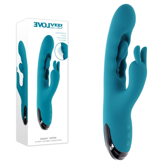 Evolved BUNNY TAPPER - Blue 20 cm USB Rechargeable Rabbit Vibrator with Flicking Shaft - EN-RS-7227-2