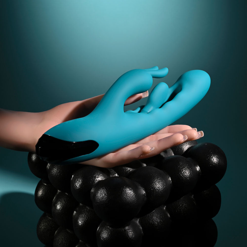 Evolved BUNNY TAPPER - Blue 20 cm USB Rechargeable Rabbit Vibrator with Flicking Shaft - EN-RS-7227-2